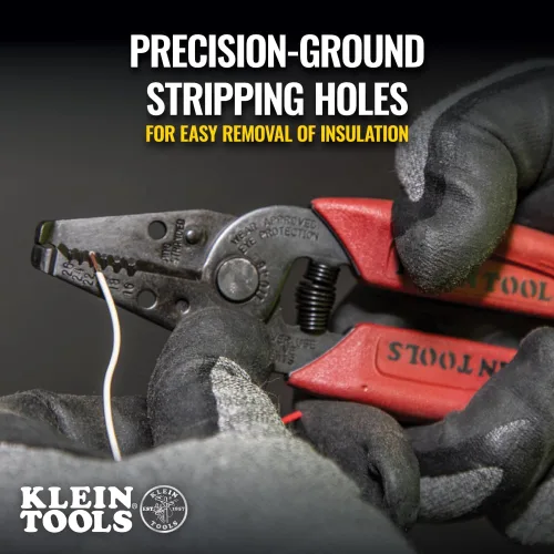 Vista 4 de Klein Tools 11046 Wire Stripper, Wire Cutter, Made in USA, Stripping/Cutting Tool for 16-26 AWG Stranded, Compact Nose with Precision-ground