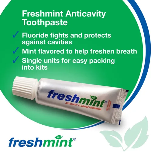 Vista 2 de 144 tubos de pasta dental con flúor anticaries Freshmint de 0.6 oz, tubo metálico, los tubos no tienen cajas individuales para ahorros adicionales
