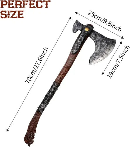 Vista 6 de CoserWorld - Martillo de espuma de poliuretano a escala 1:1, accesorio de disfraz de hachas medievales, armas para cosplay de Halloween Un hacha