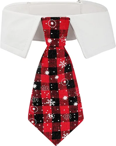 Vista 8 de Corbata de boda para perro, collar formal negro para mascotas, traje de boda ajustable para perros pequeños (S) Adjustable Hook and Loop, Soft