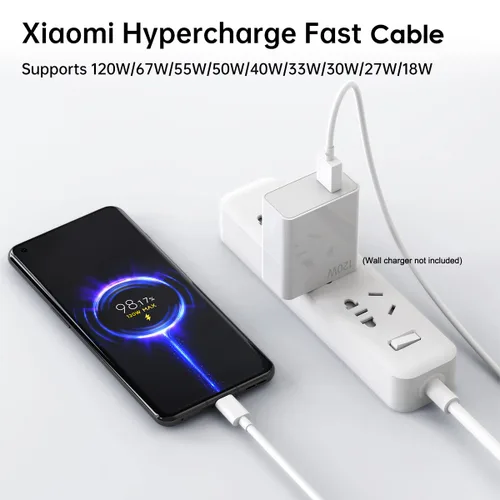 Vista 2 de 6A para Xiaomi Cable Cargador 120W Hypercharge USB Tipo C Cable de carga rápida