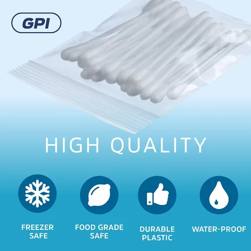 Vista 4 de Bolsas reutilizables de plástico transparente con cremallera – Paquete de 100 unidades GPI a granel de 2 x 3 pulgadas de grosor, resistentes