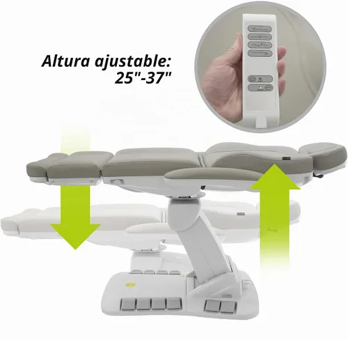 Vista 7 de SKINACT Palma - Mesa de tratamiento médico eléctrico de 4 motores y silla facial con giratorio, altura ajustable, respaldo, inclinación del asiento