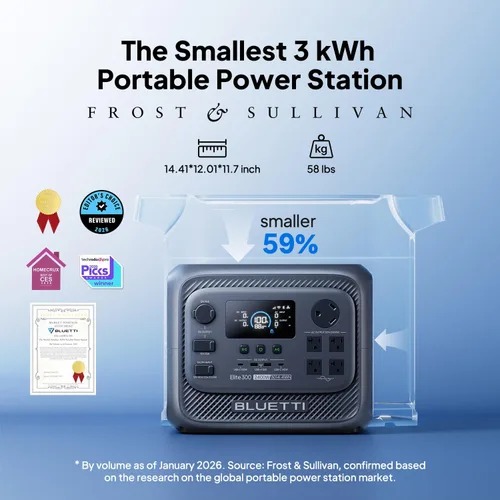 Vista 2 de BLUETTI Generador solar Elite 300 con panel solar de 350W incluido