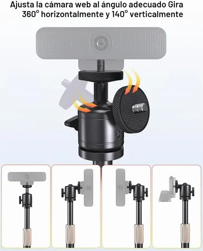 Vista 2 de Soporte de trípode para cámara web de escritorio, giro de 360°, rosca de 1