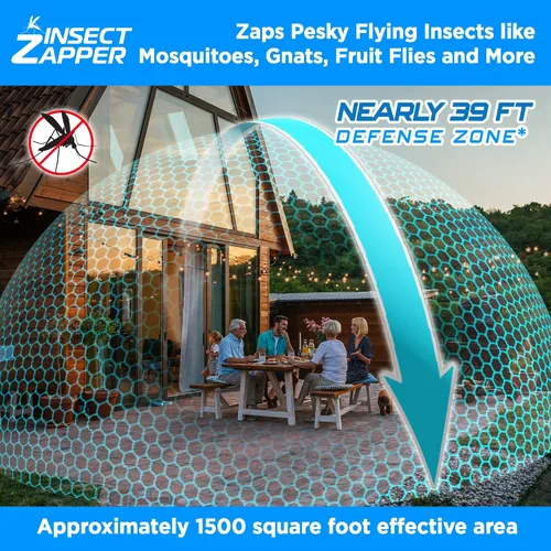 Vista 4 de Livin' Well Green Bug Zapper para interiores y exteriores – 4000 V de alta potencia eléctrica Mosquito Zapper Home Patio, 1,500 pies cuadrados rango