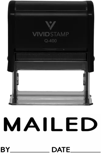 Vista 10 de MAILED con sello de goma autoentintado por línea de fecha (tinta negra) - Grande Negro