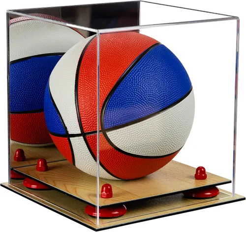 Vista 145 de Better Display Cases Mini acrílico - Miniatura (no tamaño completo) Baloncesto vitrina con elevadores negros y espejo (A015-BR)