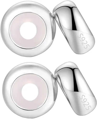 Vista 11 de Abalorio de plata de ley con clip de tope para pulseras, cuenta espaciadora redonda (plata)