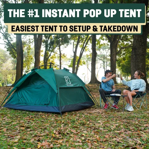 Vista 2 de Reactive Outdoor Tent - 3 Second Tent - 3 Sec Instant Pop Up Tent - Easy and Quick Setup Camping Tent - 1 Person Setup Waterproof Double Layer