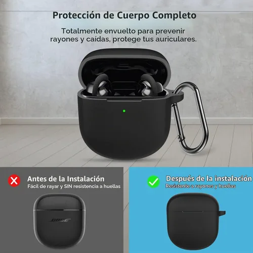 Vista 4 de LEFXMOPHY Funda para auriculares Bose QuietComfort II 2022/QuietComfort Ultra (2023), funda protectora de silicona (negro)