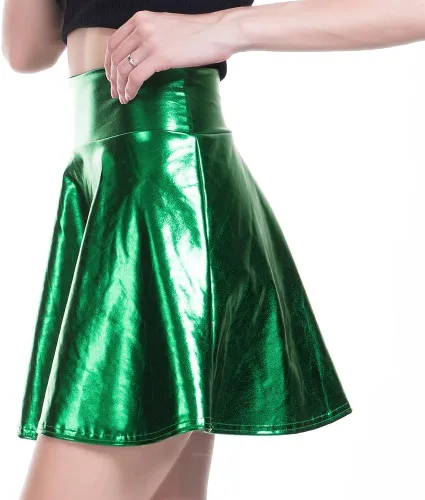 Vista 4 de Falda de disfraz de alienígena para mujer con diadema y gafas para fiesta Verde