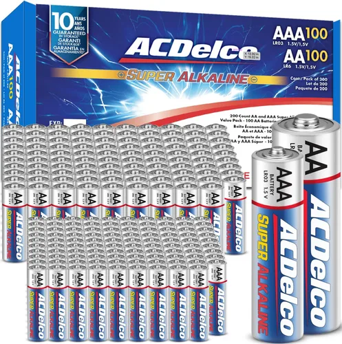 Vista 8 de Powermax ACDelco 84 pilas alcalinas, 40 AA, 36 triples AAA, 8 unidades de 9 voltios, paquete combinado de baterías para el hogar y la oficina