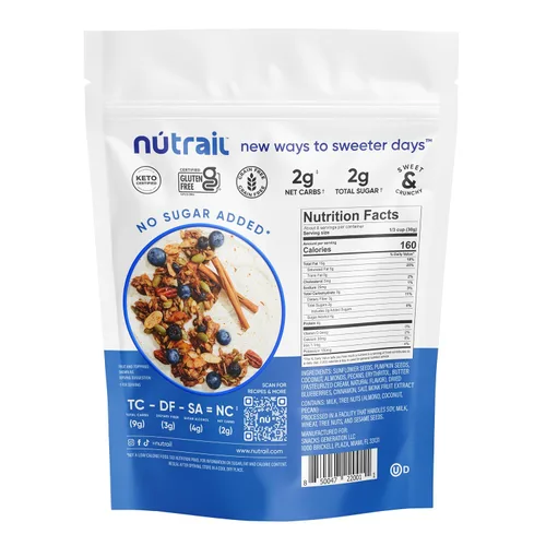 Vista 3 de Low Karb Keto Blueberry Nut - Granola saludable para desayuno, cereal, snacks y comida saludable, 0.1 onzas (3g) de carbohidratos netos, almendras