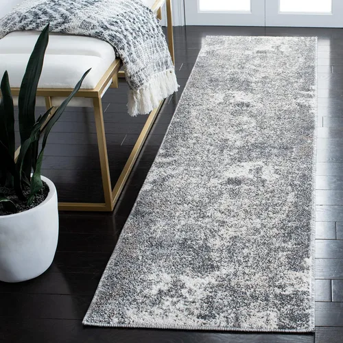 Vista 8 de SAFAVIEH Aston Collection - Alfombra decorativa, 2 x 4 pies, marfil y gris, diseño abstracto moderno, no desprende pelusa y de fácil cuidado, ideal