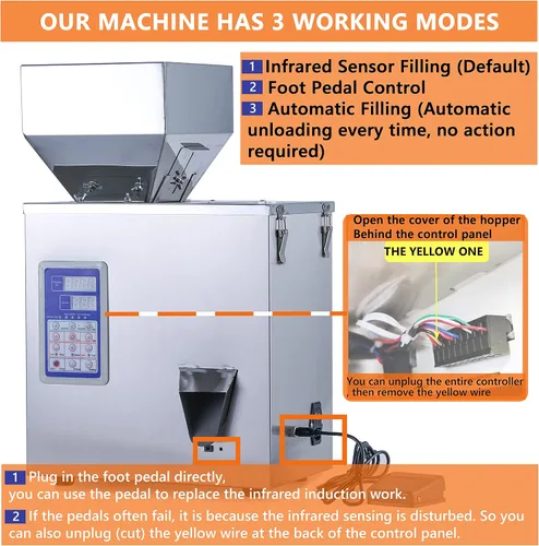Vista 5 de Máquina de llenado de polvo, máquina de llenado de partículas, dispensador automático de partículas de polvo para purpurina de harina