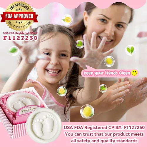 Vista 2 de AIXIANG Jabones para baby shower, hechos a mano, en caja de regalo rosa, regalos de jabón perfumado para pies de bebé, regalos y decoraciones