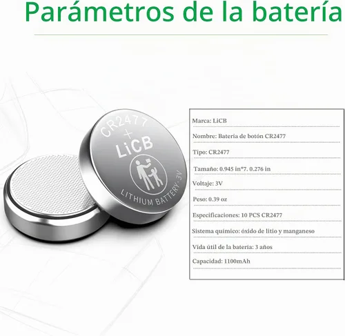 Vista 2 de LiCB CR2477 - Batería de litio de 3 V (paquete de 10)
