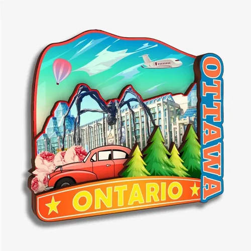Vista 29 de Montreal - Imán para nevera de Canadá, colección de madera, madera 3D, hecho a mano, recuerdos de ciudad, imán para nevera, decoración del hogar