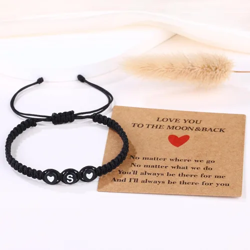 Vista 2 de Pulseras a juego para parejas, regalos para él, su novio, pulseras con iniciales para hombres, mujeres y adolescentes, regalo de aniversario