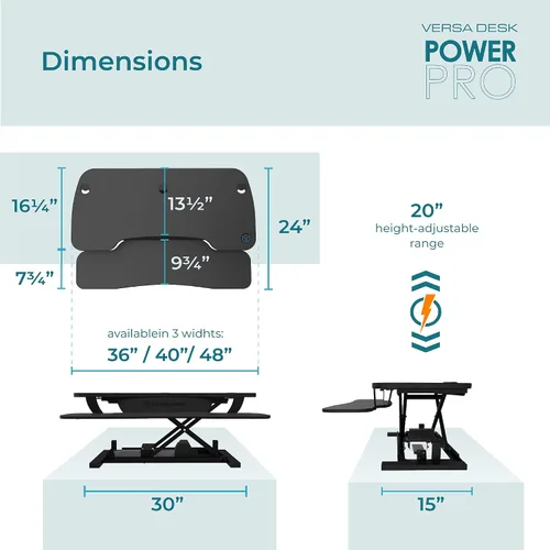 Vista 5 de Convertidor VersaDesk eléctrico para computadora de escritorio. Convierte con facilidad un escritorio en un escritorio con soporte para utilizar