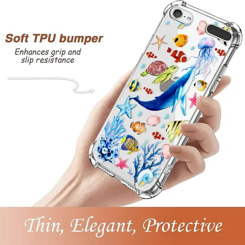 Vista 5 de ZIYE Funda compatible con iPod Touch de 7ª generación, funda transparente para iPod Touch 6 5, protector de pantalla, a prueba de golpes, para iPod