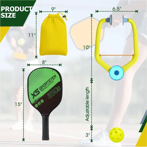 Vista 2 de Rebotador de entrenamiento de pickleball para práctica en solitario y grupal, mejora la reacción y la coordinación, fácil configuración, 1 juego