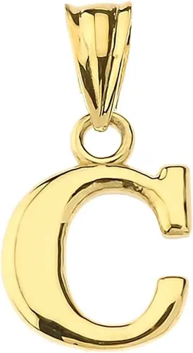 Vista 16 de Colgante de oro amarillo de 10 quilates con inicial A-Z con dije fino de 1/2 pulgada – Elección de letra inicial