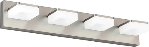 Vista 9 de Luces de Tocador de Níquel Cepillado para Baño - Lámpara de Tocador de 3 Luces - Apliques de Pared LED Regulables - Luz Diurna 5500K - Elegantes