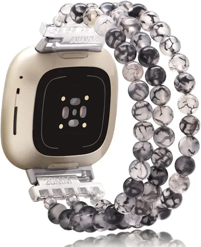 Vista 21 de C&L Accessories Pulseras compatibles con bandas Fitbit Versa 3/Versa 4/Fitbit Sense 2/Bandas Sense para mujeres y hombres con cuentas de piedras