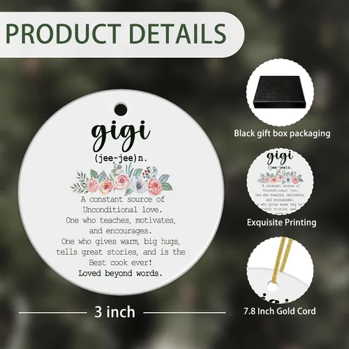 Vista 7 de Gigi Definition - Adornos de cerámica de Navidad para el Día de la Madre, regalos para mujeres Gigi, abuela de nietos, nieto, nieta, adornos