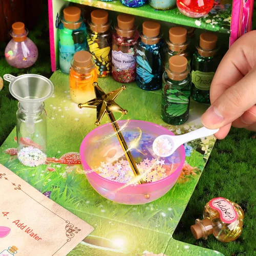 Vista 5 de wookidel Kit de manualidades mágicas de hadas para niños con 20 botellas de poción – Kit de manualidades para hacer pociones mágicas de hadas
