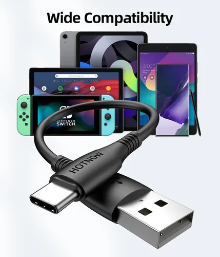 Vista 8 de Cable USB C corto de 1 pie/12 pulgadas, paquete de 5 cables USB a USB C de Negro