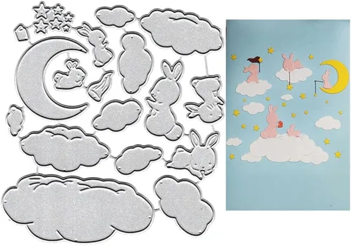 Vista 10 de Plantillas de plantillas de metal para decoración de tarjetas y álbumes de recortes, 2 unidades de gnomos de Navidad 2 enanos