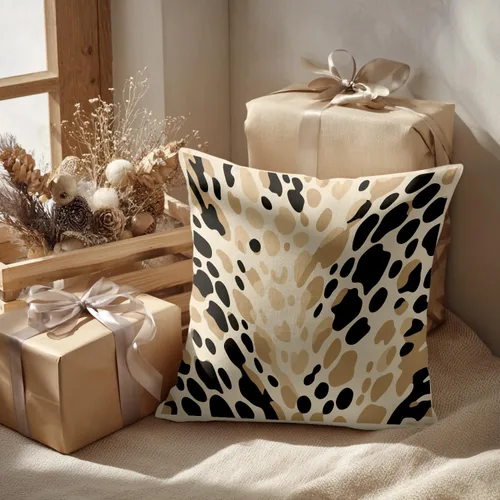 Vista 2 de Batmerry Animal Print Throw Pillow Covers, Spotted On Beige Decorative Pillow Covers Digital Printing Blended for Couch Sofa Bed Invisible Zipper