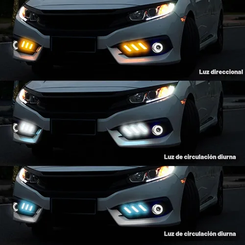 Vista 2 de x xotic tech - Cubierta de bisel de luces antiniebla LED para parachoques delantero compatible con Honda Civic 10th 2016-2018 2/4 puertas solamente