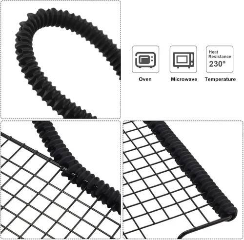 Vista 5 de Boao Paquete de 8 protectores de rejilla para horno de 14 pulgadas, protector inferior de silicona para horno, protectores de bordes resistentes al