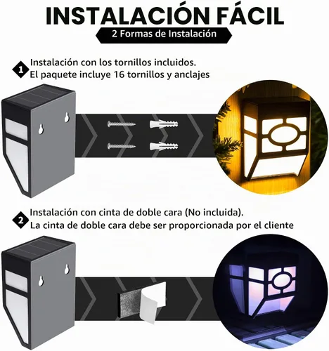 Vista 5 de Solpex Luces solares para terraza, luces solares para valla, 2 modos de luces de decoración de Navidad, patrón único, impermeable automático