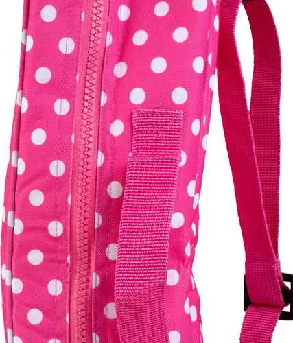 Vista 5 de Estuche de transporte para muñecas – (lunares rosados) para cualquier muñeca de 18 pulgadas – Organizador de almacenamiento de accesorios de viaje