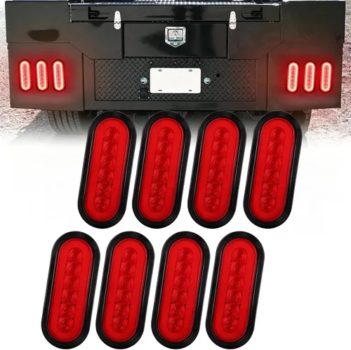 Vista 18 de 2 luces LED ámbar ovaladas para remolque, 6 pulgadas, luces LED ovaladas de parada, intermitentes, luces de freno de remolque lateral, lámpara de 2