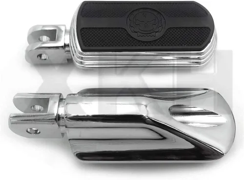 Vista 11 de SMT- Estriberas cromadas de calavera compatibles con Harley 2018 y posteriores FXBB FXBR FXBRS FXLR 2019 Street Bob [B07P5H6Z2M] Cromo 1