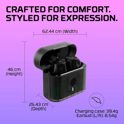 Vista 10 de HyperX Cirro Buds Pro - Auriculares inalámbricos verdaderos, cancelación activa de ruido, ANC, modo de sonido ambiental, baja latencia, Bluetooth