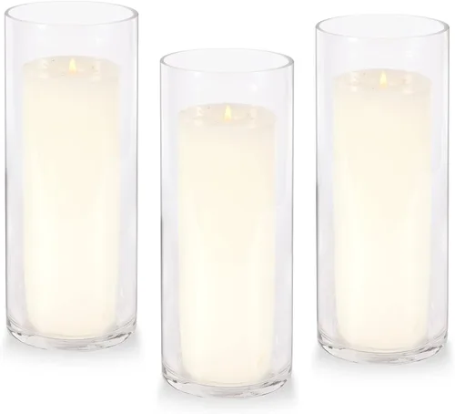 Vista 7 de Jarrones cilíndricos de 10 pulgadas de alto, juego de 3 jarrones de cristal para centros de mesa, florero floral decorativo para decoración