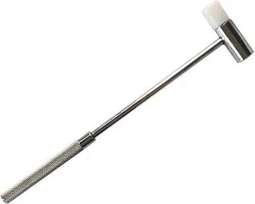 Vista 7 de Martillo pequeño de doble cabeza, 7 pulgadas, cabeza de plástico y cabeza de metal, mango de plástico negro, mazo de joyería de doble cara, martillo
