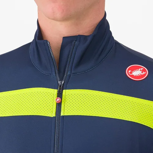 Vista 4 de Castelli Puro 3 Jersey FZ para hombre, manga larga con aislamiento polar, cremallera y cuello alto para ciclismo de carretera y grava I