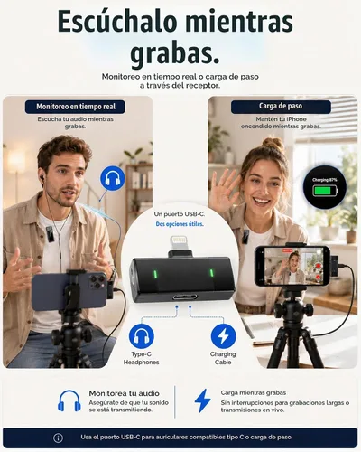 Vista 5 de Micrófono inalámbrico para iPhone/Android tipo C J68YL0813J