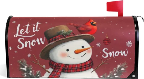 Vista 12 de Funda Magnética para Buzón Feliz Navidad Camión Árbol Tamaño Grande Muñeco de Nieve de Invierno Cuadros Buffalo Fundas para Buzón Tamaño Estándar