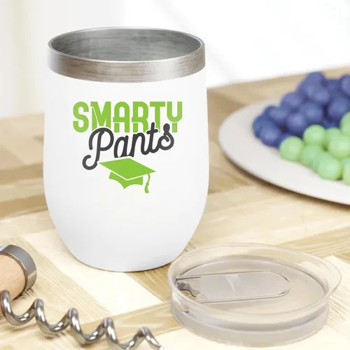 Vista 2 de Smarty Pants. School 12oz Insulated Wine Tumbler for Graduating Students
