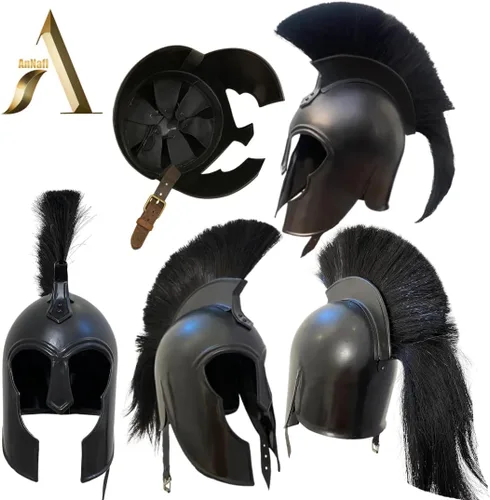 Vista 7 de AnNafi Casco de Aquiles Troy Yelmo de guerrero griego legendario (acero) Disfraz de armadura de caballero medieval Réplicas de metal LARP