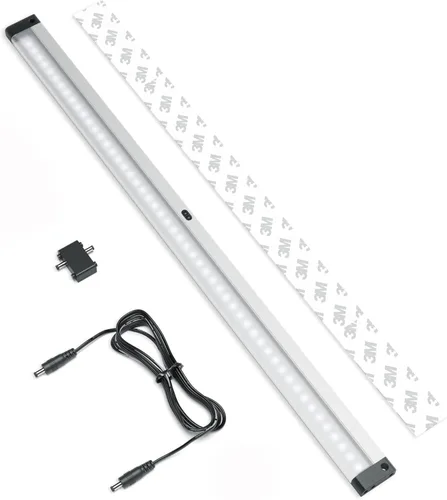 Vista 7 de EShine Tira de iluminación LED regulable de 12 pulgadas para debajo del gabinete con sensor de movimiento de onda manual, negro, con accesorios